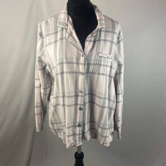 Croft & Barrow Intimates Flannel Plaid PJ Button Down Shirt - Picture 2 of 6